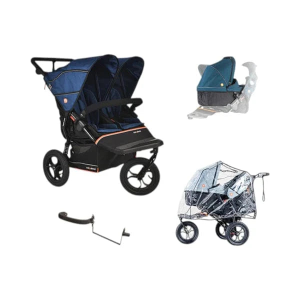 Out n About double pushchairs Out N About Nipper Double V6 Newborn & Toddler Bundle - Highland Blue