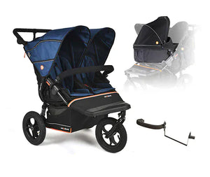 Out n About double pushchairs Out N About Nipper Double V6 Newborn & Toddler Bundle - Highland Blue