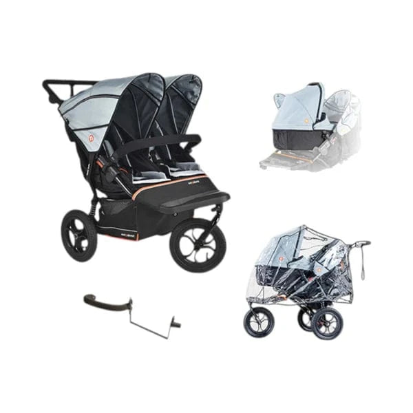 Out n About double pushchairs Out N About Nipper Double V6 Newborn & Toddler Bundle - Rocksalt Grey