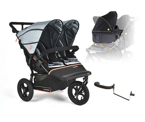 Out n About double pushchairs Out N About Nipper Double V6 Newborn & Toddler Bundle - Rocksalt Grey