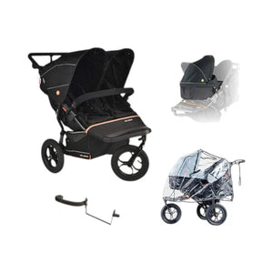Out n About double pushchairs Out N About Nipper Double V6 Newborn & Toddler Bundle - Summit Black