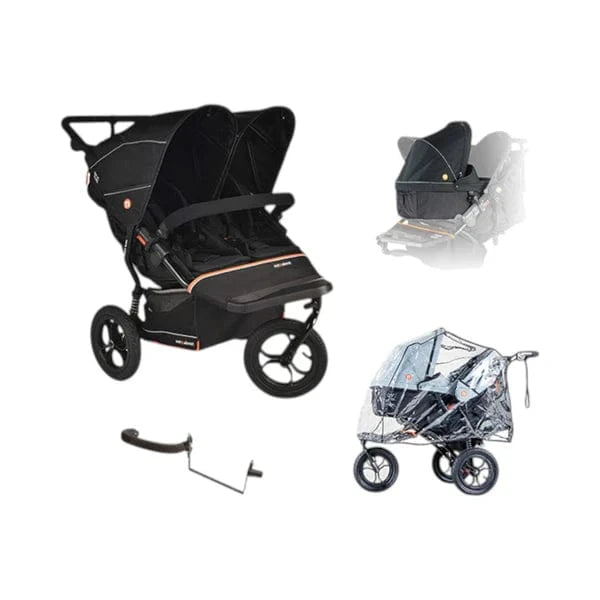 Out n About double pushchairs Out N About Nipper Double V6 Newborn & Toddler Bundle - Summit Black