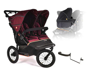 Out n About double pushchairs Out N About Nipper Double V6 Plus Newborn & Toddler Bundle - Brambleberry Red