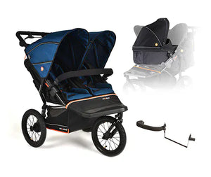 Out n About double pushchairs Out N About Nipper Double V6 Plus Newborn & Toddler Bundle - Highland Blue