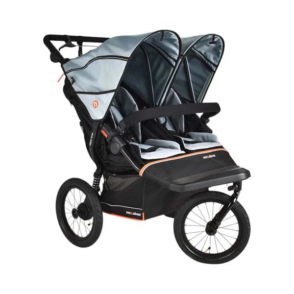 Out n About double pushchairs Out N About Nipper Double V6 Plus Newborn & Toddler Bundle - Rocksalt Grey