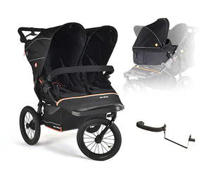 Out n About double pushchairs Out N About Nipper Double V6 Plus Newborn & Toddler Bundle - Summit Black