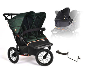 Out n About double pushchairs Out N About Nipper Double V6 Plus Newborn & Toddler Bundle - Sycamore Green