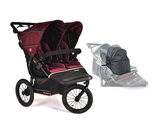 Out n About double pushchairs Out N About Nipper Double V6 Plus Pod Newborn and Toddler Bundle - Brambleberry Red