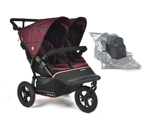 Out n About double pushchairs Out N About Nipper Double V6 Pod Newborn and Toddler Bundle - Brambleberry Red