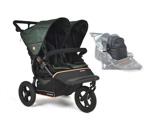 Out n About double pushchairs Out N About Nipper Double V6 Pod Newborn and Toddler Bundle - Sycamore Green