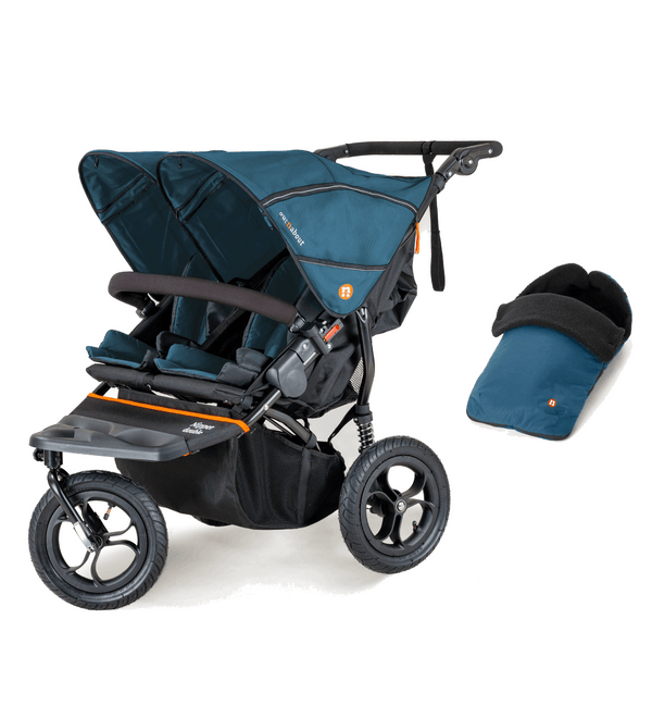 Out n About double pushchairs Out n About Nipper V5 Double Pushchair with Footmuff - Highland Blue