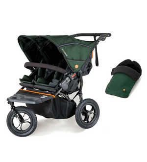 Out n About double pushchairs Out n About Nipper V5 Double Pushchair with Footmuff - Sycamore Green