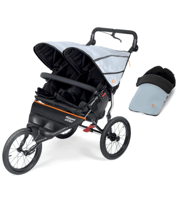 Out n About Pushchairs Out n About Nipper Sport V5 Double Pushchair - Rocksalt Grey