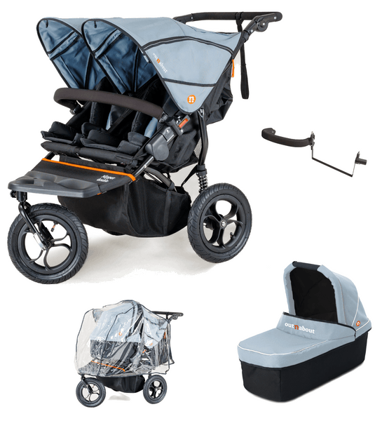 Out n About Nipper V5 Double Pushchair Starter Bundle Rocksalt Grey