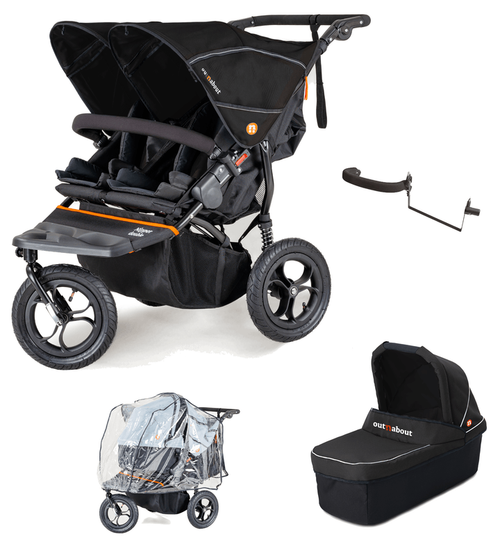 Out n About Pushchairs Out n About Nipper V5 Double Pushchair Starter Bundle - Summit black