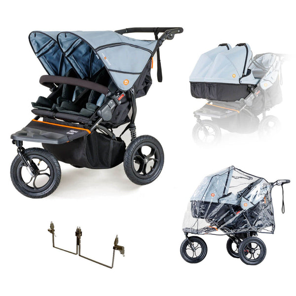 Out n About Pushchairs Out n About Nipper V5 Double Pushchair Twin Bundle - Rocksalt Grey