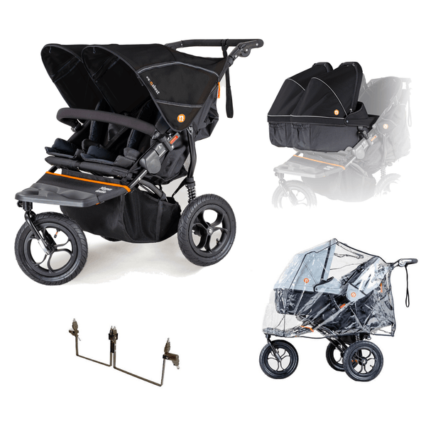 Out n About Pushchairs Out n About Nipper V5 Double Pushchair Twin Bundle - Summit Black