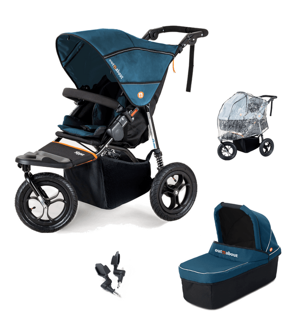 Out n About Pushchairs Out n About Nipper V5 Single Pushchair Starter Bundle - Highland Blue