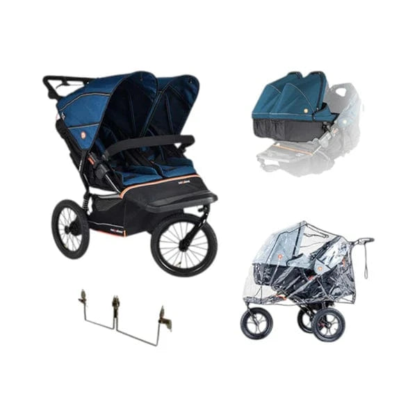 Out n About twin pushchairs Out N About Nipper Double V6 Plus Twin Bundle - Highland Blue