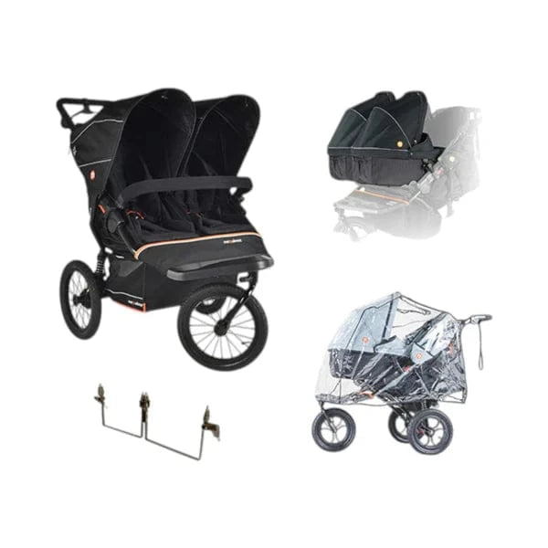 Out n About twin pushchairs Out N About Nipper Double V6 Plus Twin Bundle - Summit Black