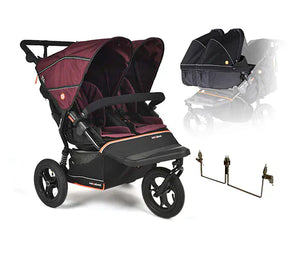 Out n About twin pushchairs Out N About Nipper Double V6 Twin Bundle - Brambleberry Red