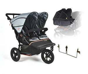 Out n About twin pushchairs Out N About Nipper Double V6 Twin Bundle - Rocksalt Grey