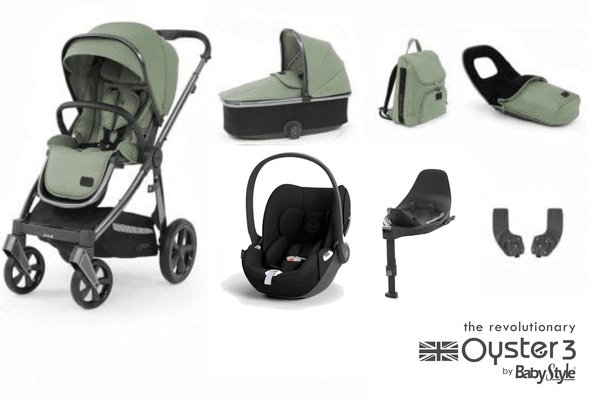 Oyster Prams & Pushchairs Oyster 3 Luxury Cloud T Bundle (7pc Set) - Gun Metal / Spearmint