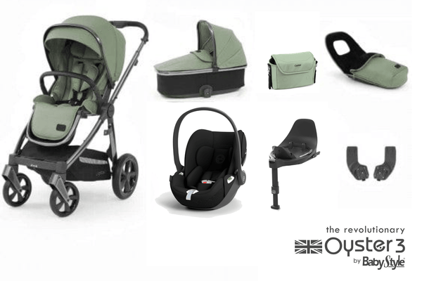 Oyster Prams & Pushchairs Oyster 3 Luxury Cloud T Bundle (7pc Set) - Gun Metal / Spearmint