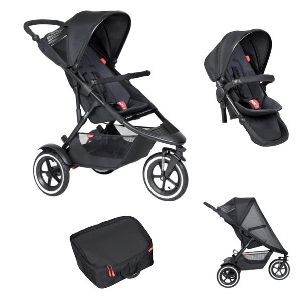 Phil & Teds Prams & Pushchairs Phil & Teds Sport Double Complete Bundle - Black/Charcoal