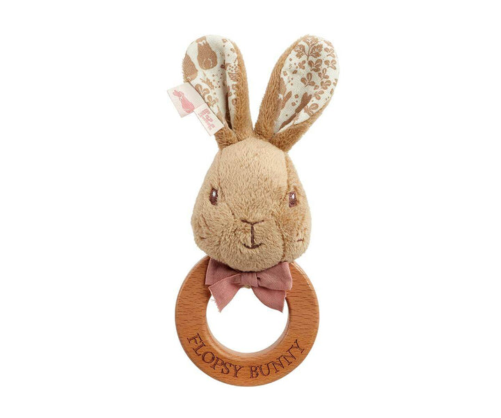 Rainbow Designs Baby Rattles Peter Rabbit Flopsy Wooden Ring Rattle