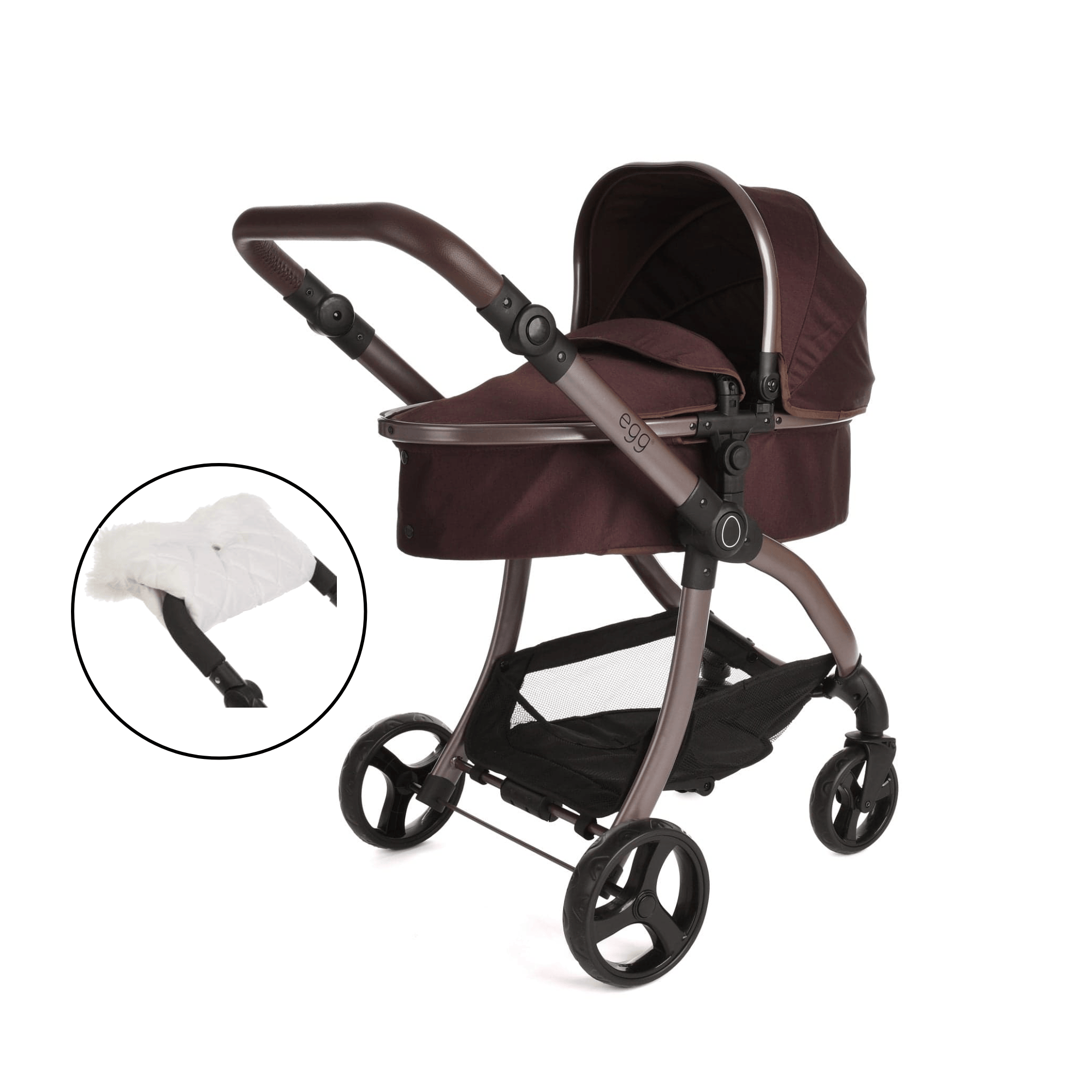 Egg Dolls Pram by Roma with FREE Handmuff - Mulberry – UK Baby Centre