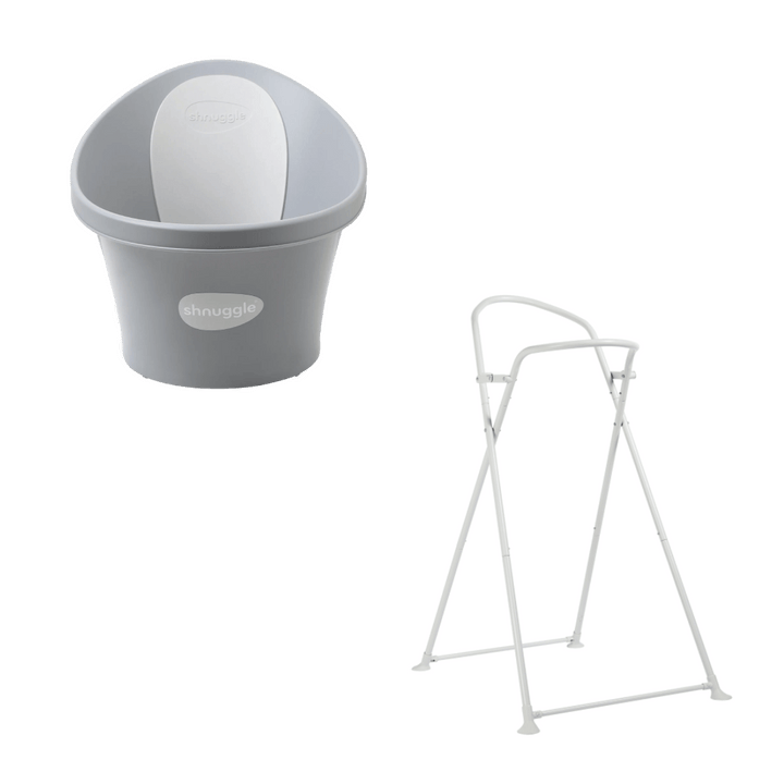 Shnuggle Bathtime Shnuggle Baby Bath with Plug & Stand - Pebble Grey