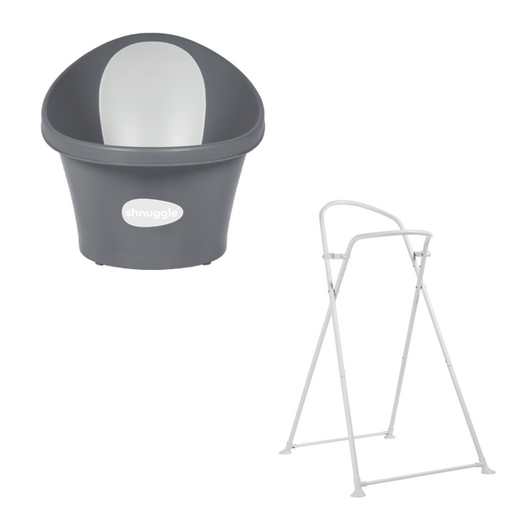 Shnuggle Bathtime Shnuggle Baby Bath with Plug & Stand - Slate Grey