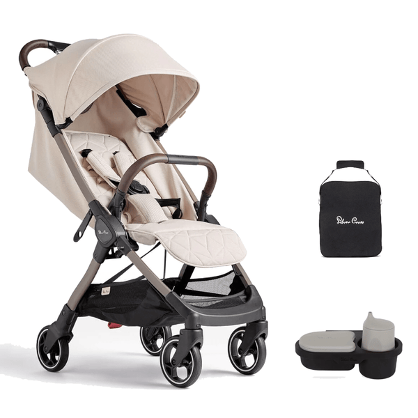 Silver Cross compact strollers Silver Cross Clic Stroller with Snack Tray and Travel Bag - Almond