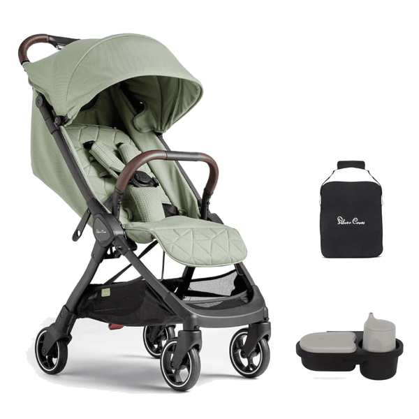 Silver Cross compact strollers Silver Cross Clic Stroller with Snack Tray and Travel Bag - Sage