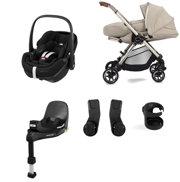 Silver Cross Pushchairs Silver Cross Dune with Newborn Pod and Pebble 360 PRO Travel Pack - Stone