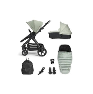 Silver Cross Pushchairs Silver Cross Tide Pram and Accessory Box - Sage (Black Chassis)