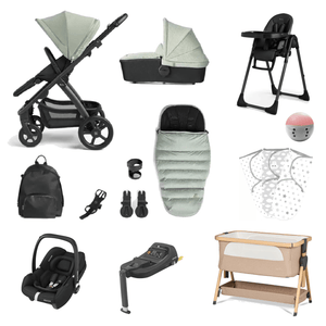 Silver Cross Pushchairs Silver Cross Tide Ultimate (Cabriofix i-Size) Baby Bundle - Sage (Black Chassis)
