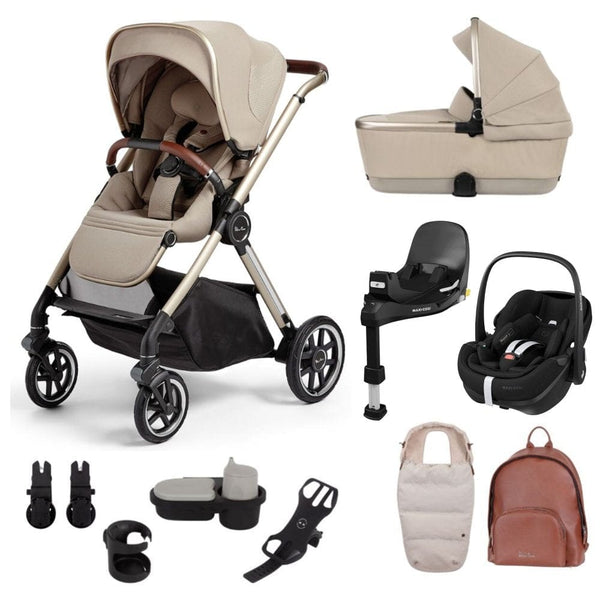 Silver Cross Travel Systems Silver Cross Reef with First Bed Folding Carrycot and Pebble 360 PRO Ultimate Pack - Stone