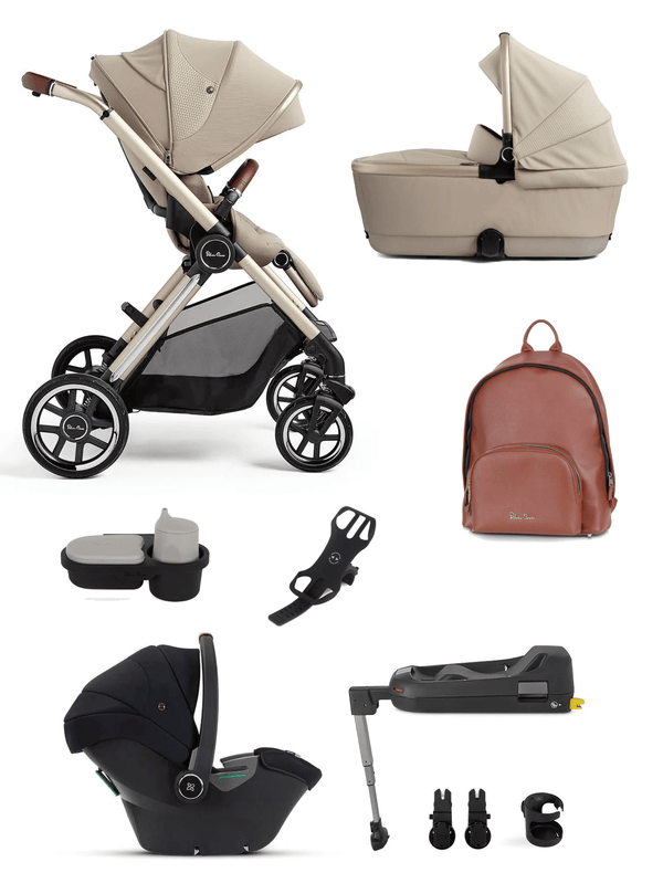 Silver Cross Travel Systems Silver Cross Reef with First Bed Folding Carrycot and Ultimate Pack - Stone