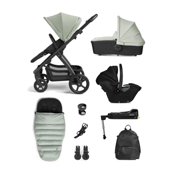 Silver Cross Travel Systems Silver Cross Tide, Dream i-Size Complete Travel System - Sage (Black Chassis)