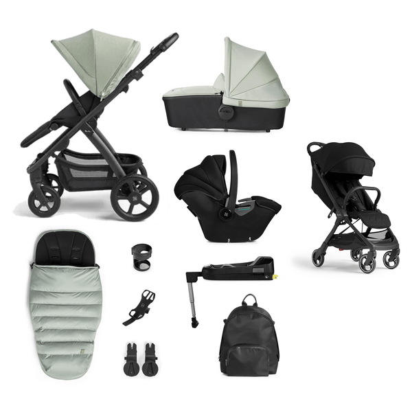 Silver Cross Travel Systems Silver Cross Tide, Dream i-Size Complete Travel System with Clic Stroller - Sage (Black Chassis)