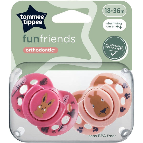 Tommee Tippee Pacifier Tommee Tippee Fun Soother 18-36m (x2) - Dark Pink/Pink