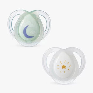 Tommee Tippee Pacifiers & Teethers Tommee Tippee Night Time Soother 0-6m (x2) - White/Green