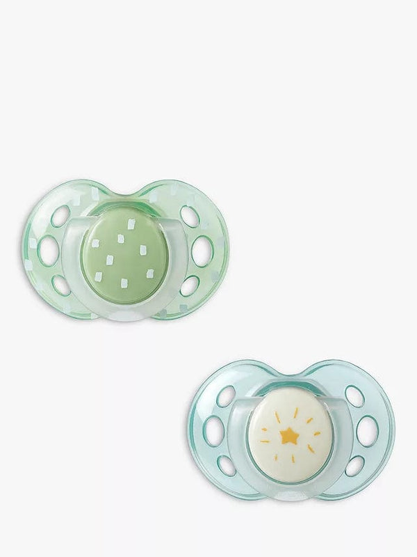 Tommee Tippee Pacifiers & Teethers Tommee Tippee Night Time Soother 18-32m (x2) - Green/Blue