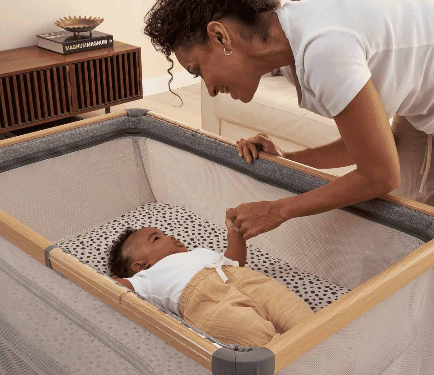 Baby sleeping in hot sale playpen