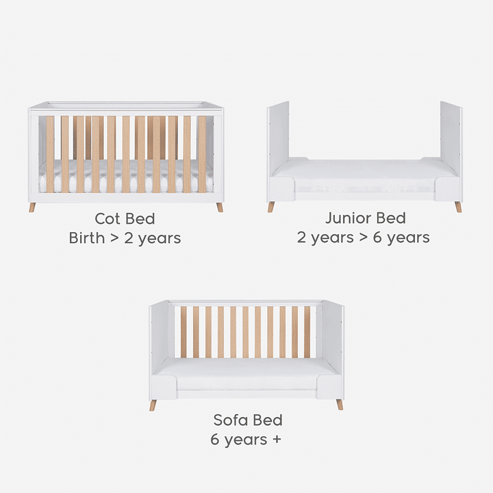 Tutti Bambini Fika Cot Bed White/Light Oak – UK Baby Centre