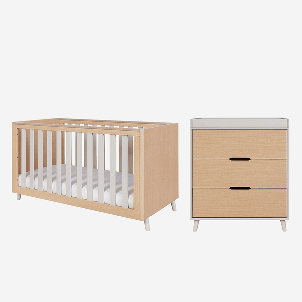 Tutti Bambini Furniture Sets Tutti Bambini Fika 2pc Room Set - Light Oak/White Sand