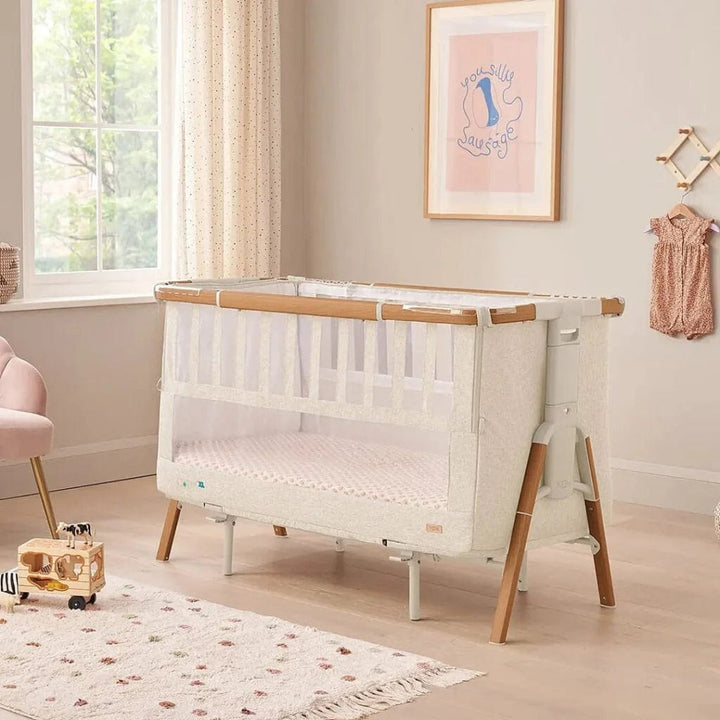 Tutti Bambini Nursery Furniture Tutti Bambini Cozee XL Bedside Crib and Cot - Scandinavian Walnut/Ecru