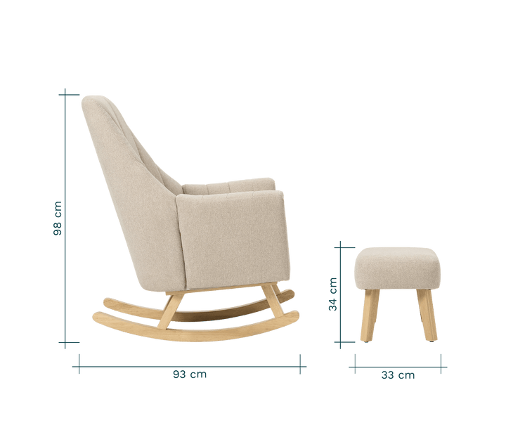 Tutti Bambini Nursing Chairs Tutti Bambini Jonah Rocking Chair & Foot Stool Set – Stone